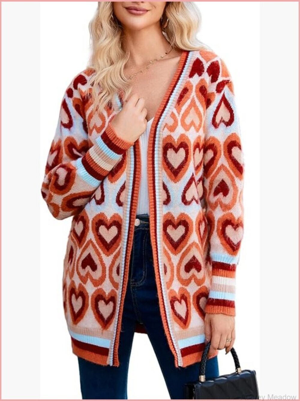 Chunky Oversized Open Front Color Block Knitted Cardigan